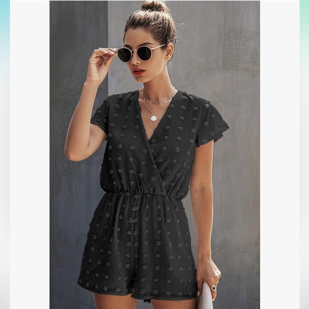 Deep V Polka Dot Romper